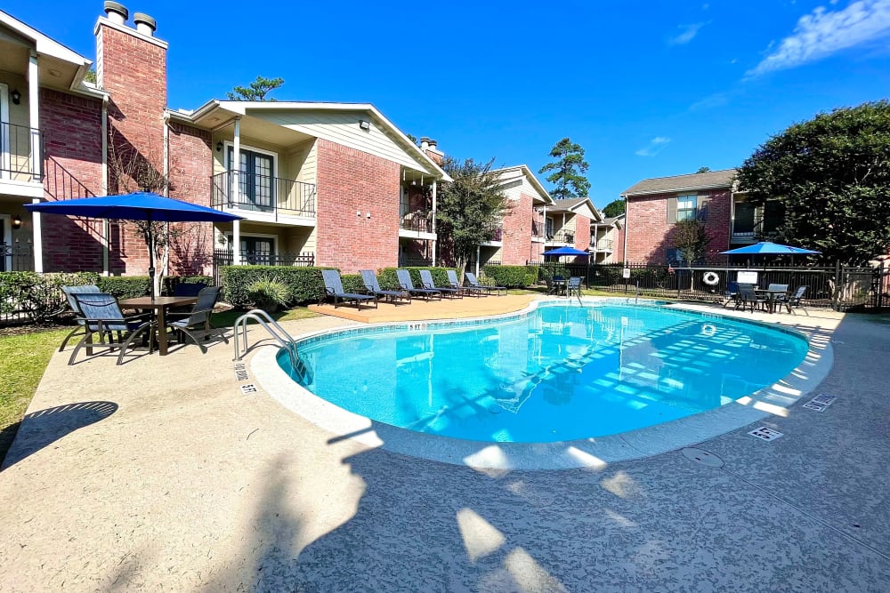 Swimming pool at The Abbey at Montgomery Park in Conroe, Texas