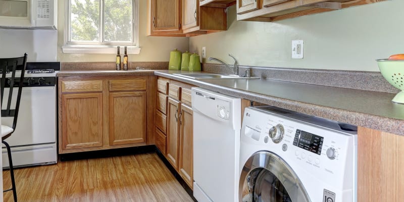 Model kitchen at Hamilton Springs Apartments in Baltimore, Maryland