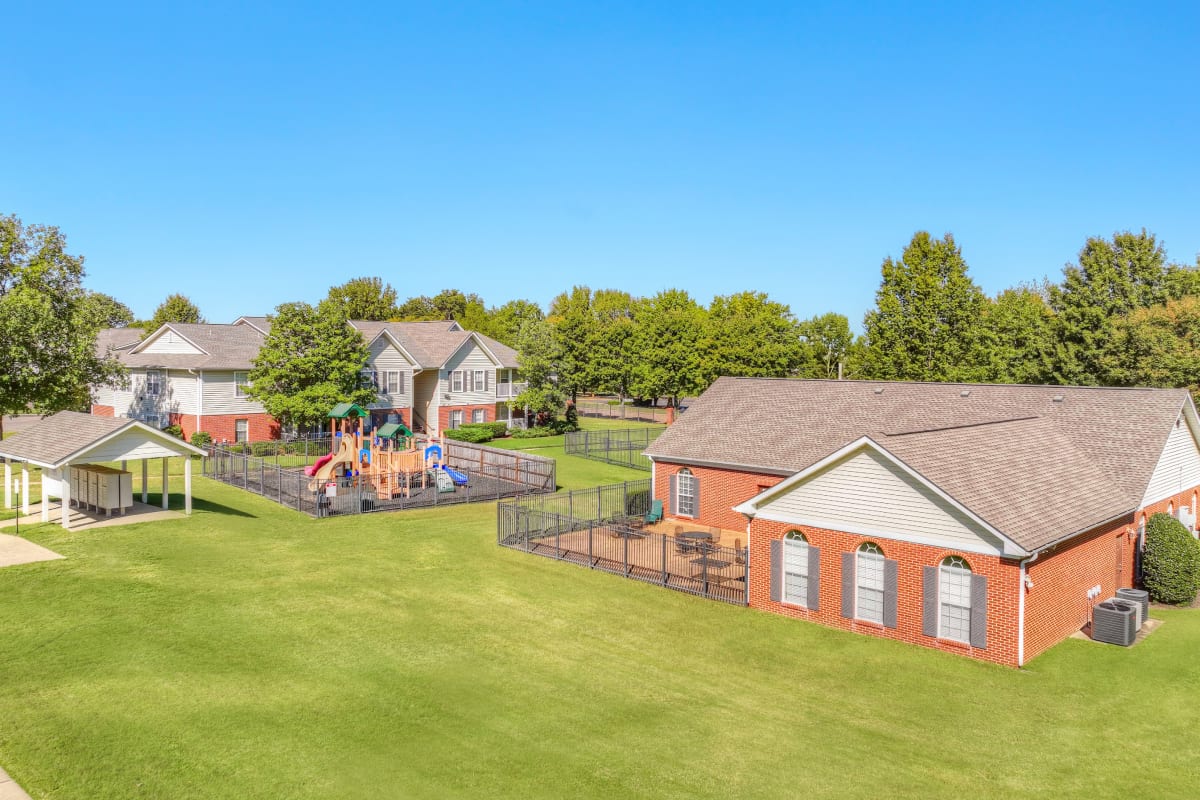 Overhead community view at Atlas at Goodlett Farms in Cordova, Tennessee