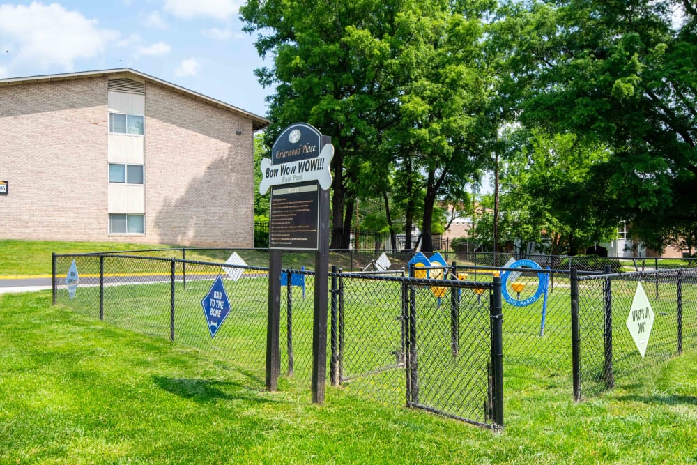 Offleash dog park at Briarwood Place Apartment Homes in Laurel, Maryland