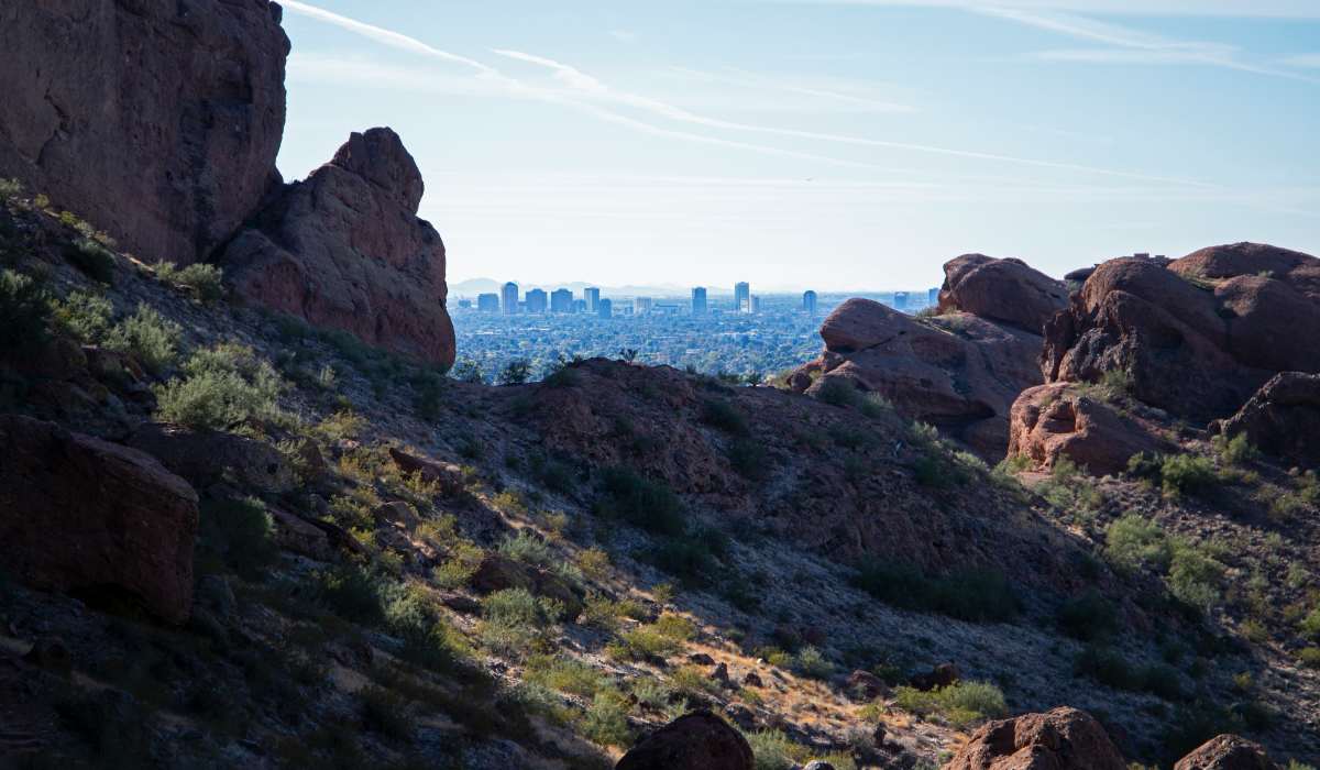Mountains with beautiful city view at Portrait At Hance Park in Phoenix, Arizona