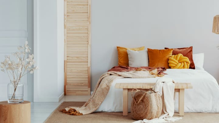 bedroom with fall colors