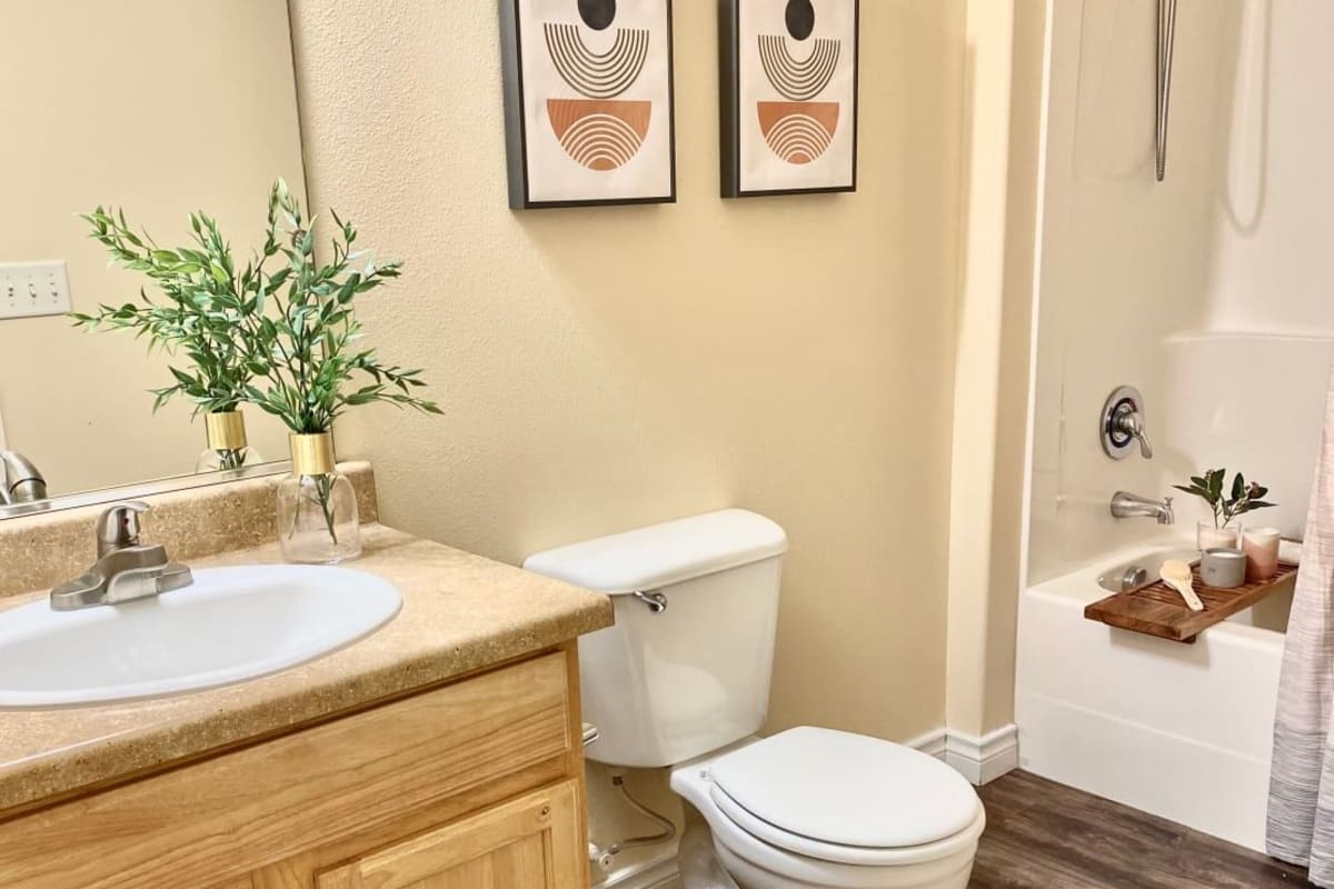 Apartment bathroom at Deer Creek in Spokane, Washington