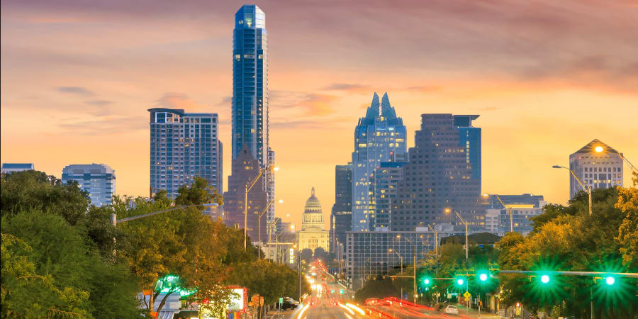 Beautiful view of downtown near Meritage at Steiner Ranch in Austin, Texas