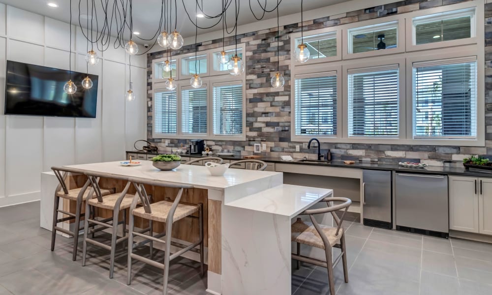 Community kitchen in the resident clubhouse at Tapestry Westland Village in Jacksonville, Florida
