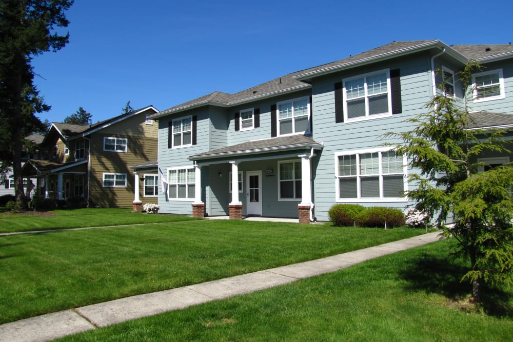 Landscaped exterior of a home at Beachwood North in Joint Base Lewis-McChord, Washington