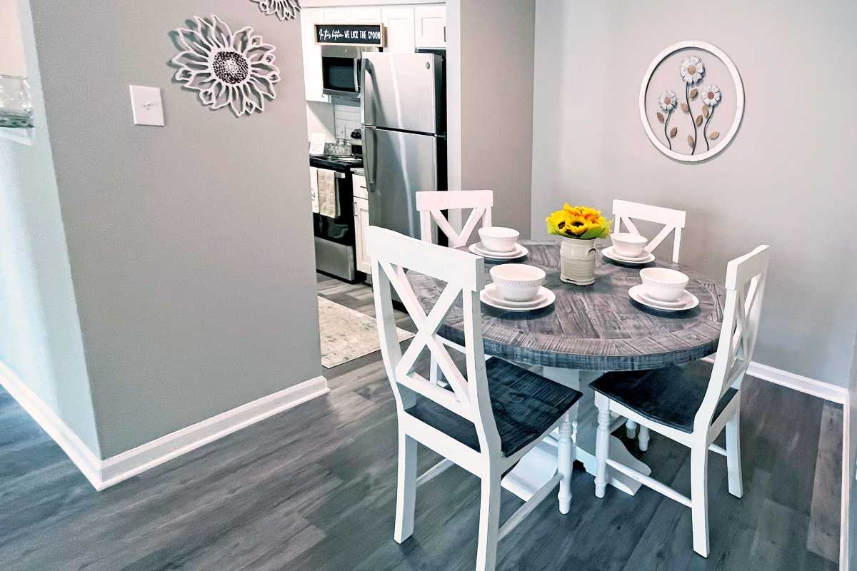 Model dining area at Trinity Lakes in Cordova, Tennessee