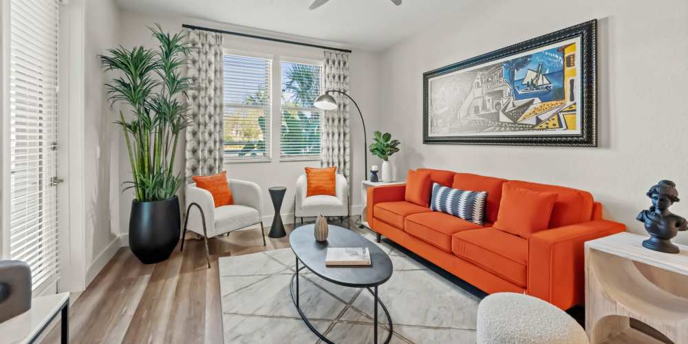 Spacious living room at Addison Square in Viera, Florida