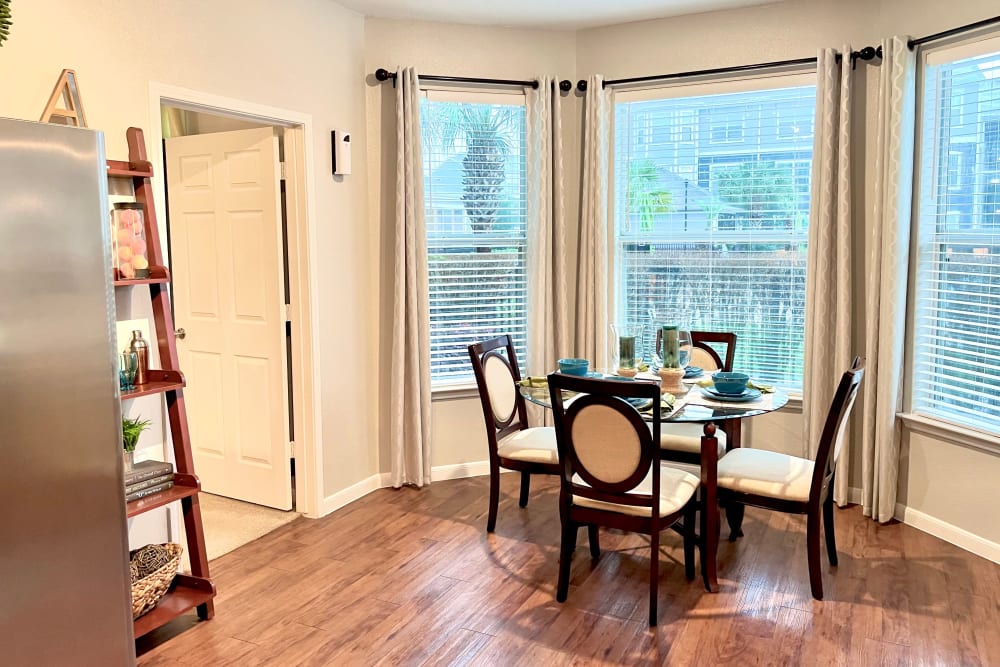Dining nook in a model apartment at The Abbey at Grant Road in Houston, Texas