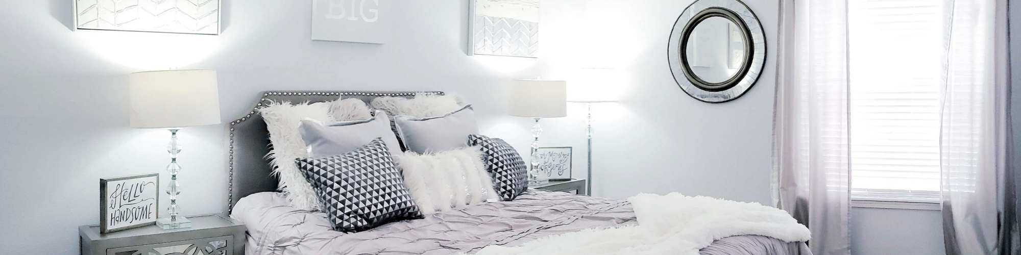 Well lit bedroom at Santa Fe Ranch Apartments in Irving, Texas