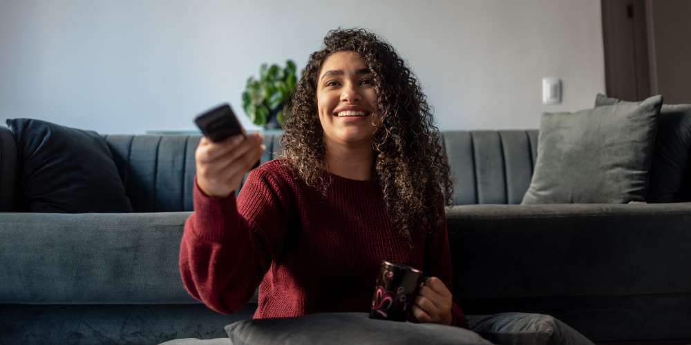 Resident in her living room at Evergreen Pine Island in Cape Coral, Florida