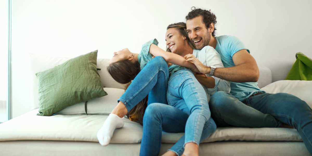 Resident family in their new apartment at Aven Residences in Houston, Texas