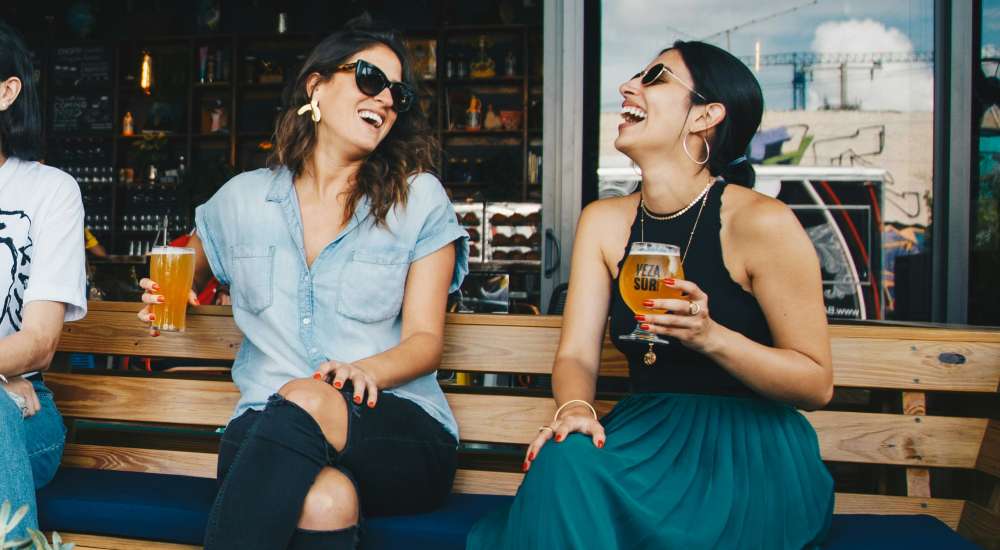 Residents having drinks near Briar Forest Lofts in Houston, Texas