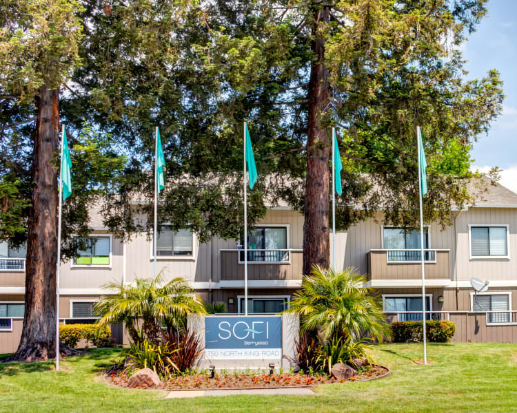 Our monument sign welcoming residents and their guests to Sofi Berryessa in San Jose, California