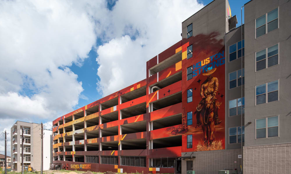 Mural on the outside of Bellrock Summer Street in Houston, Texas