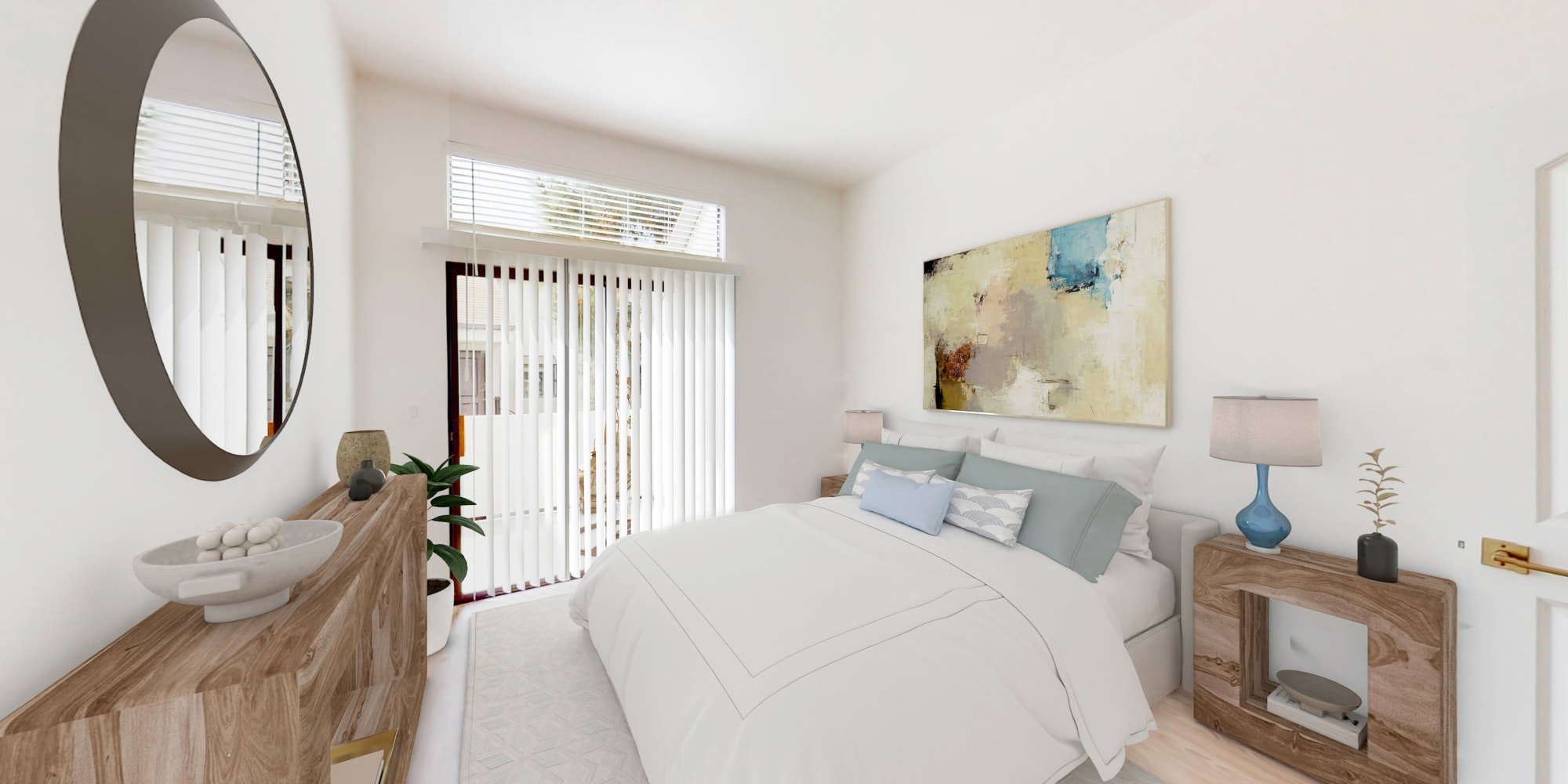 Spacious, open, well-lit bedroom in one-bedroom at Sendero