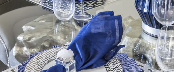 Glasses on a dining table at Meridian at Stanford Ranch in Rocklin, California