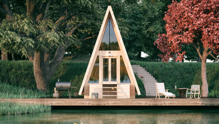 A-frame AirBnB small house on the river 
