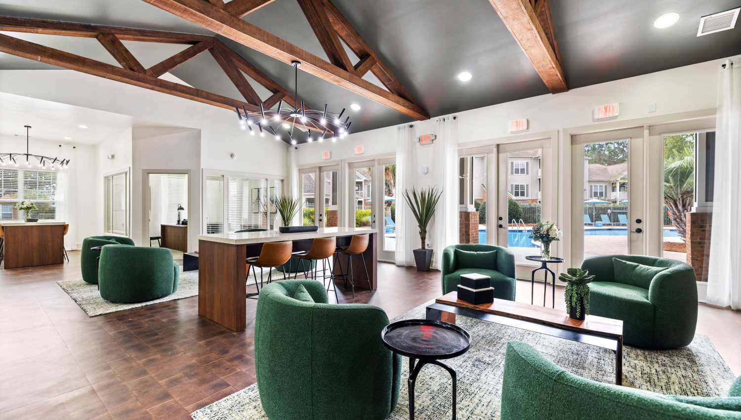 Clubhouse interior at Odyssey Lake in Brunswick, Georgia