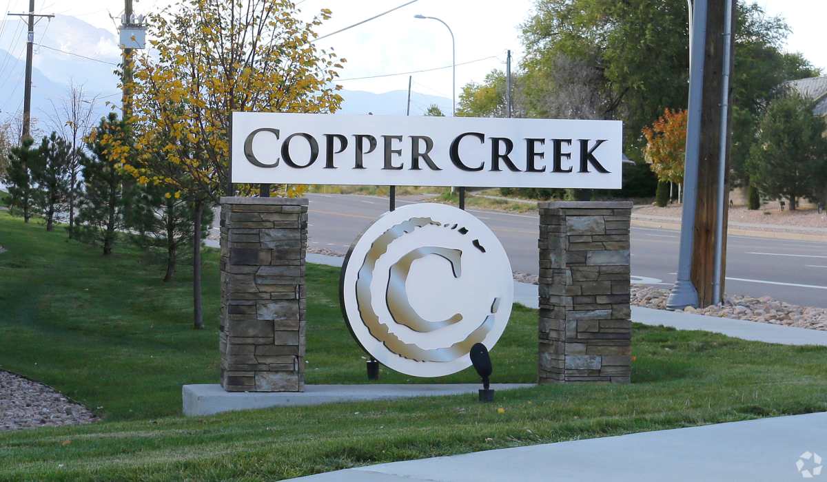 Monument sign at Copper Creek in Colorado Springs, Colorado