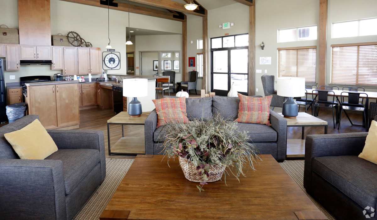 Clubhouse with comfortabe couches at Copper Creek in Colorado Springs, Colorado