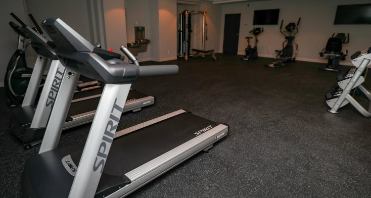 Treadmills in the fitness center at Creekview Court in Getzville, New York