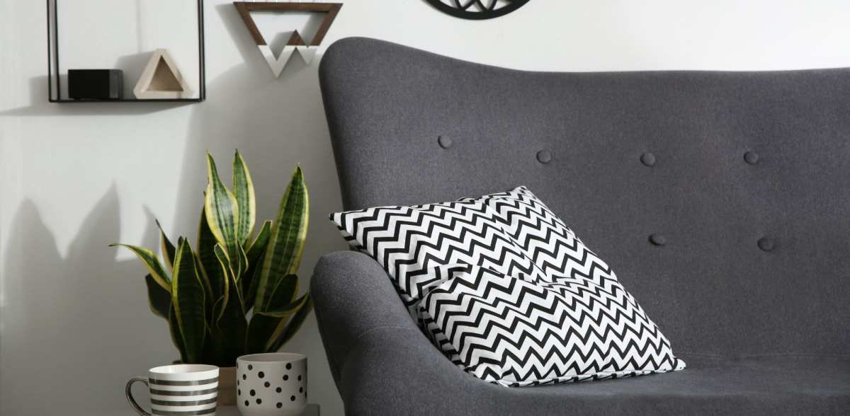 Comfy sofa in a model apartment at The Cascades, Virginia Beach, Virginia