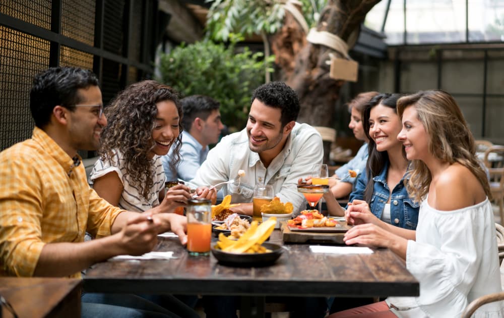 Friends dining near Inman Quarter in Atlanta, Georgia