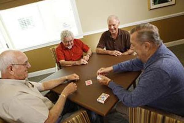 seniors playing cards at Windsor Oaks At Bradenton