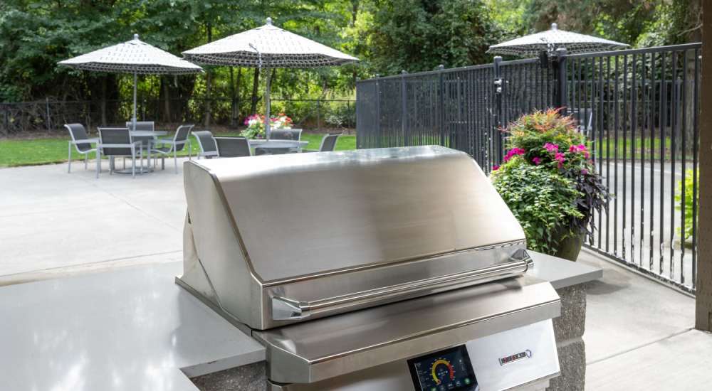 Outdoor grilling station at Campbell Run Apartments in Woodinville, Washington   
