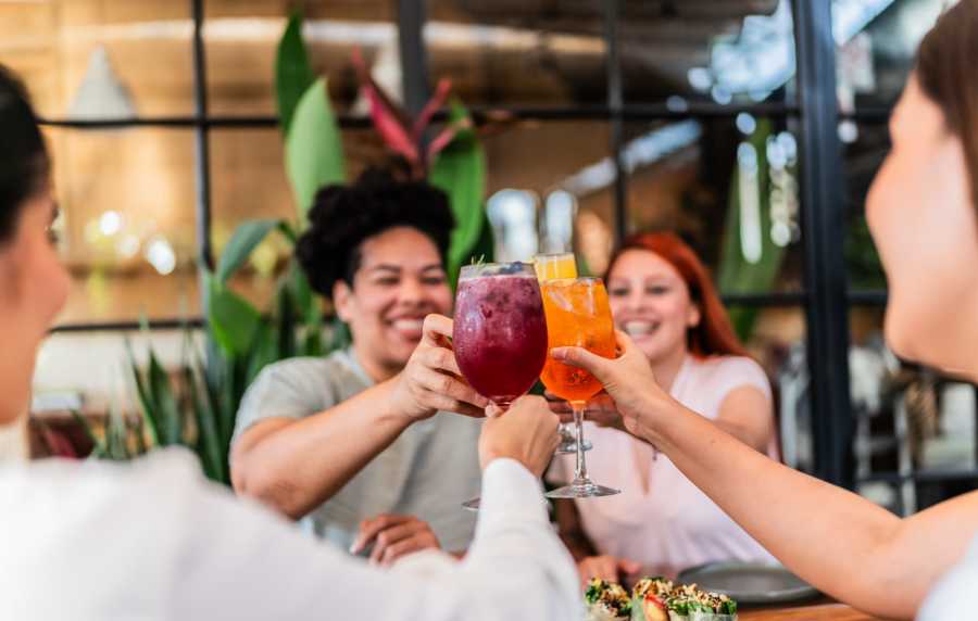 Resident friends having drink near Reserve at Northshore in Lynn Haven, Florida