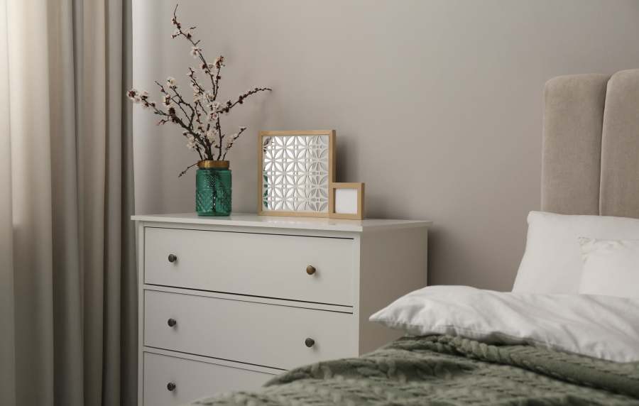 Modern bedroom with cupboard at Crystal Commons Townhomes in Gates, New York
