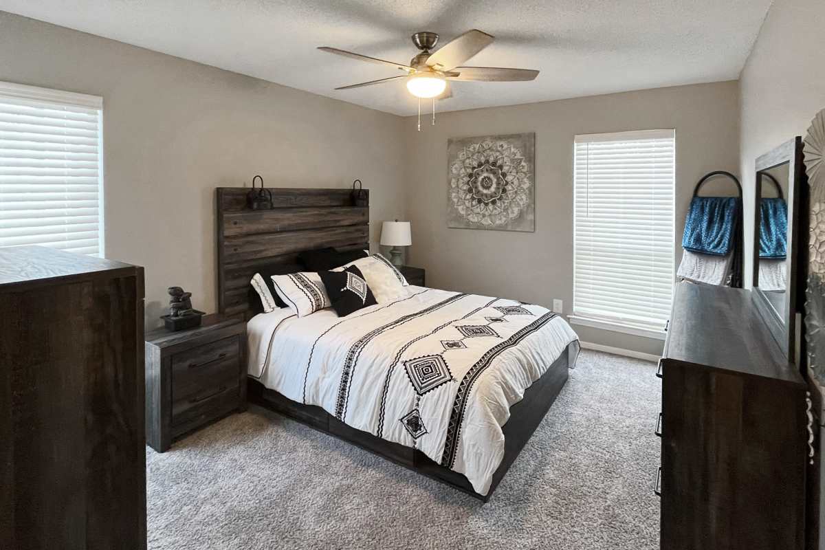 Model bedroom at Trinity Lakes in Cordova, Tennessee