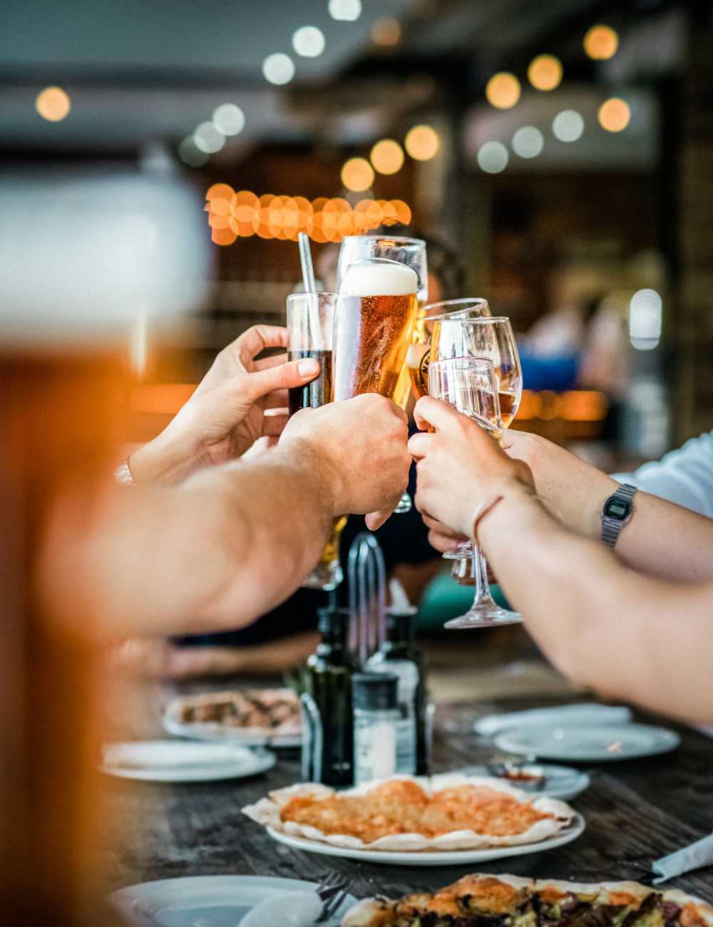 Residents making a toast at College Town Mankato in Mankato, Minnesota