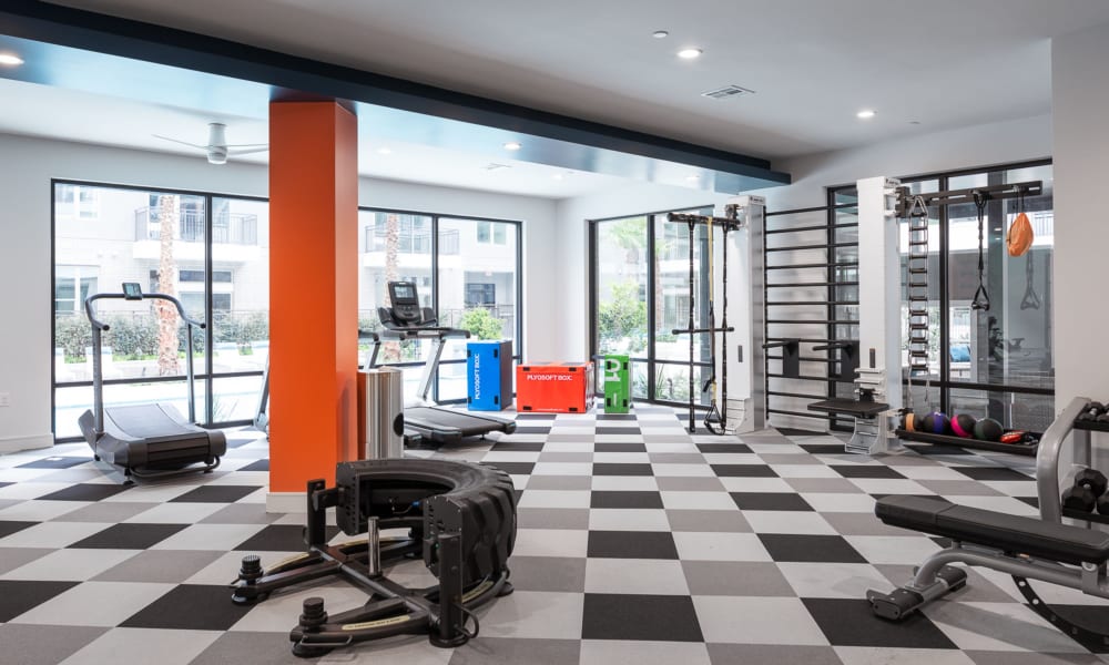 Fitness center at Bellrock Summer Street in Houston, Texas