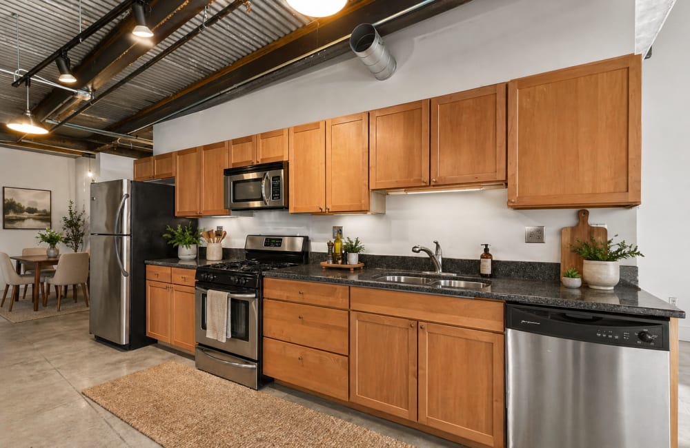 Kitchen at Gateway Lofts in Des Moines Iowa