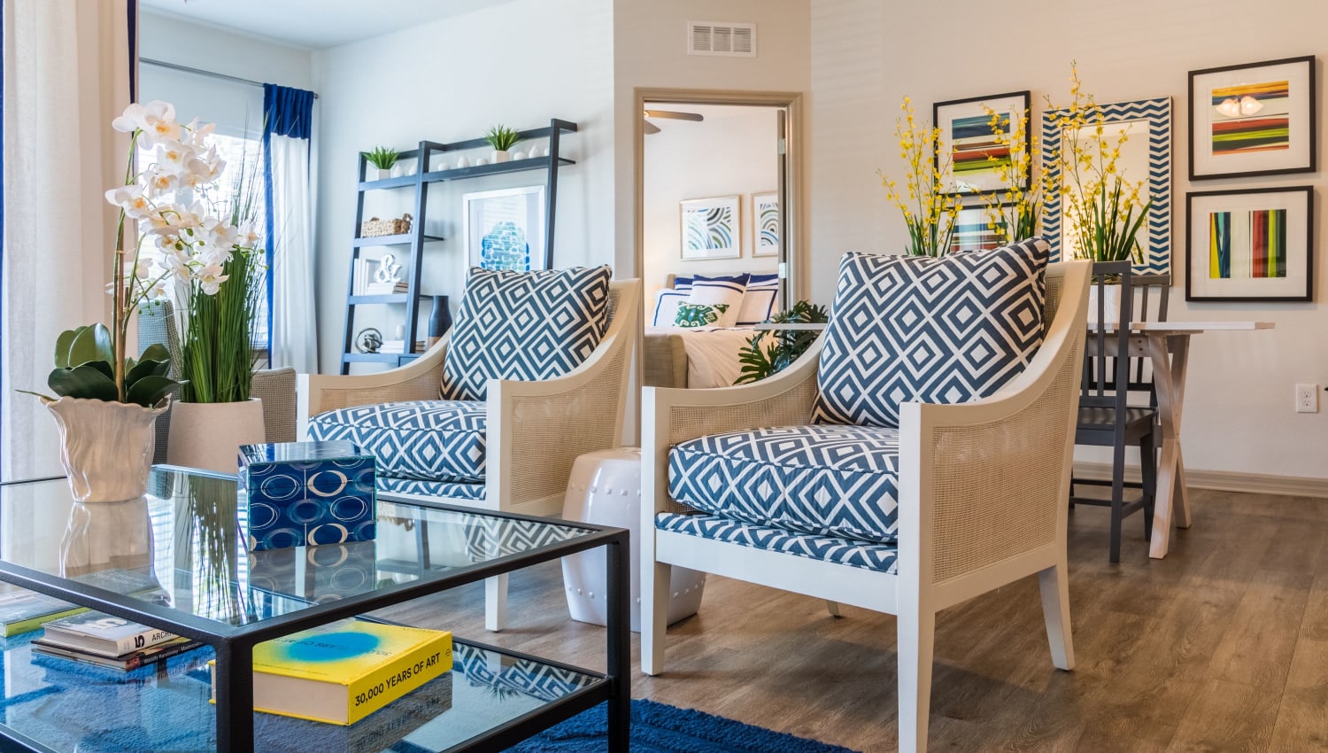 Close up of the coffee table and chairs at Lakeline at Bartram Park in Jacksonville, Florida