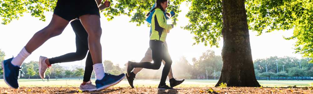 Residents jogging outside at Vivo Living Summerville in Summerville, South Carolina