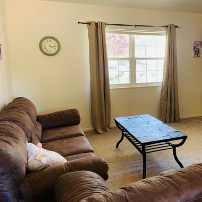 A furnished living room at Olympic Grove in Joint Base Lewis McChord, Washington