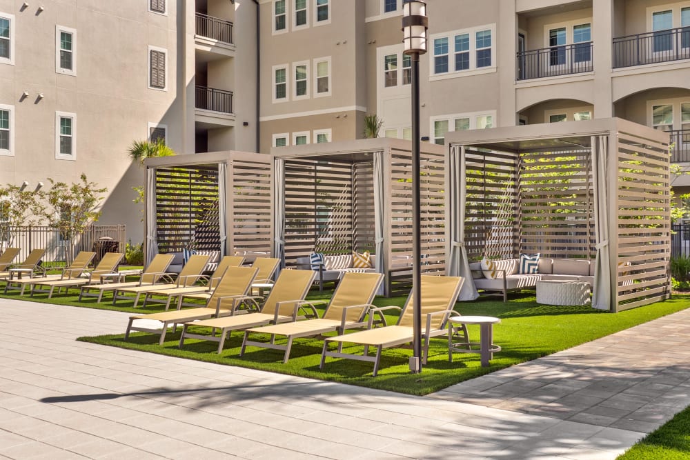 Private cabanas outside for residents at Murano at Three Oaks in Fort Myers, Florida