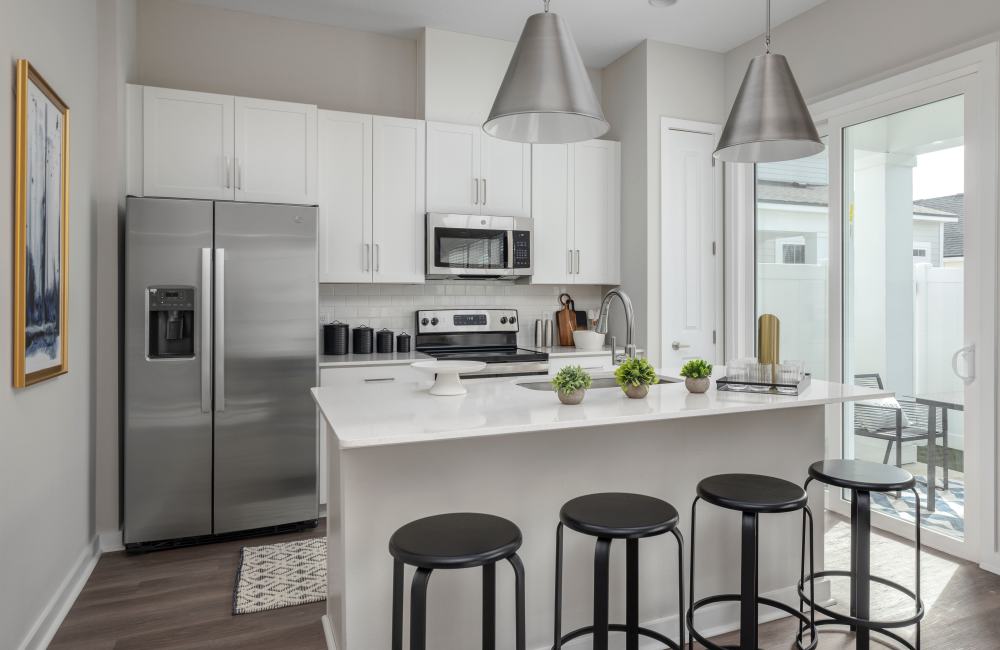 Eat-in luxury kitchen at Cottage Street at eTown in Jacksonville, Florida