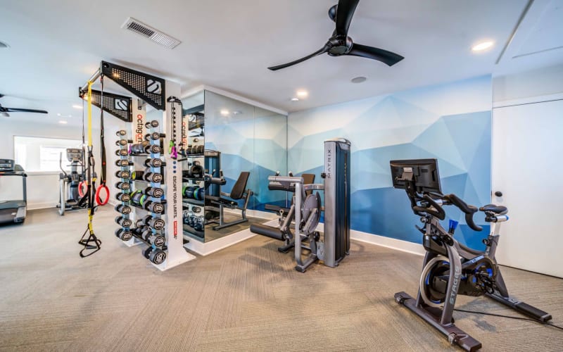 Beautiful fitness center at Rosen at North Hills in Raleigh, North Carolina