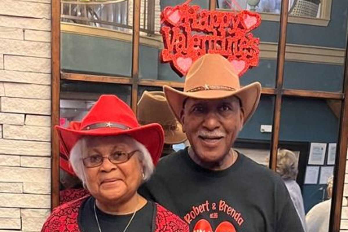 Residents taking a picture for valentines day at Watercrest at Kingwood in Kingwood, Texas