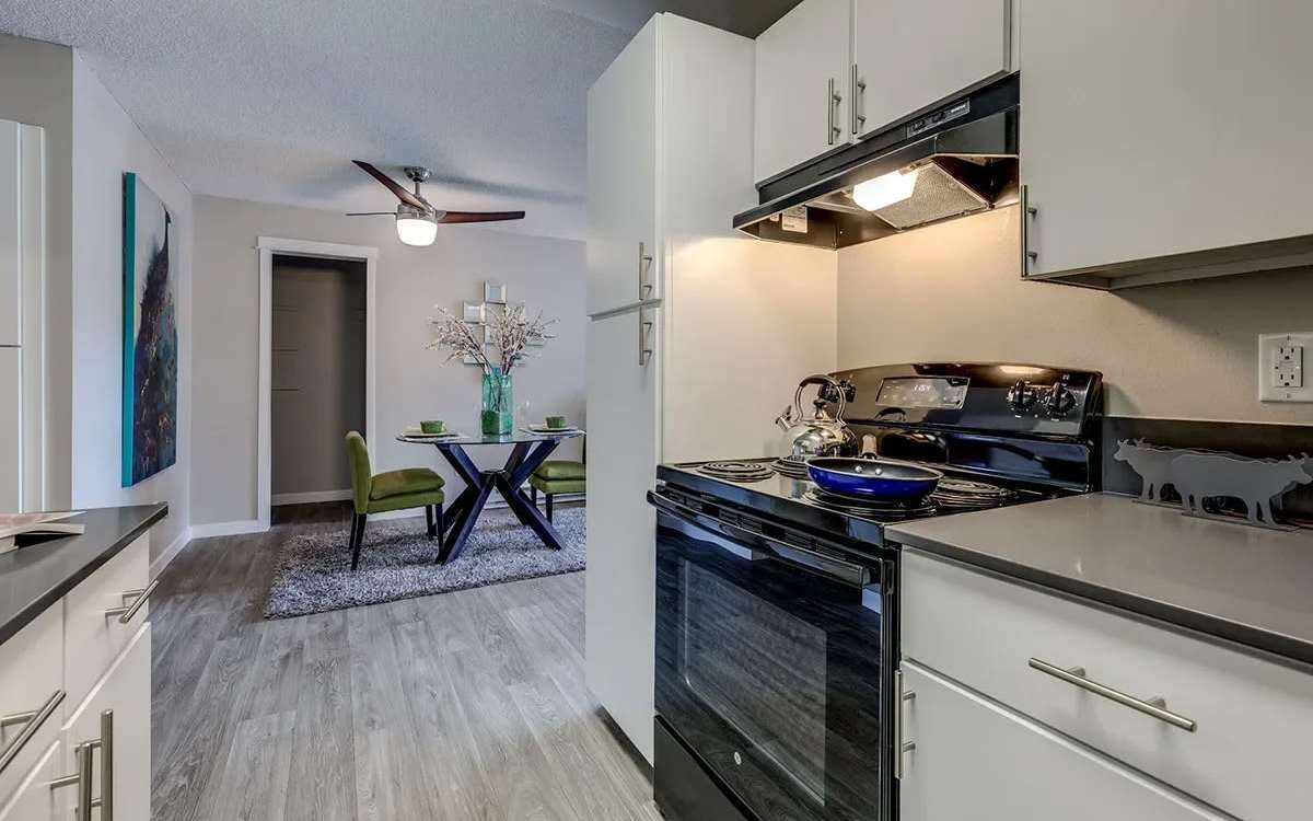 Vinyl flooring dining and kitchen at Renton Sage in Renton, Washington