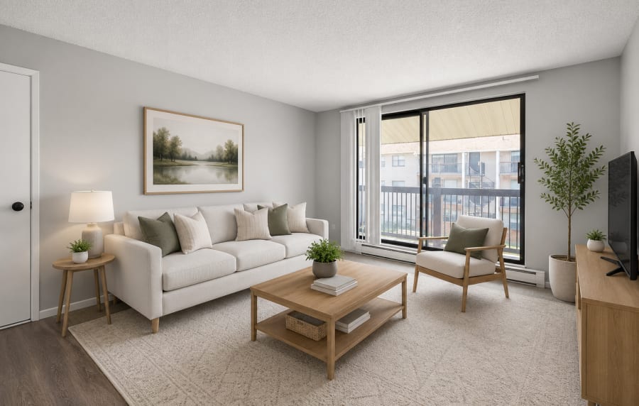 Elegant living room at Park @ Nine23 in Cedar Falls, Iowa
