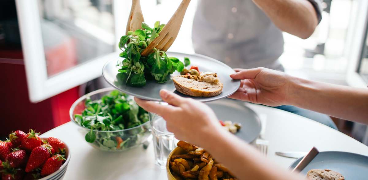 Residents enjoy a fresh meal near Scotts Edge, Richmond, Virginia