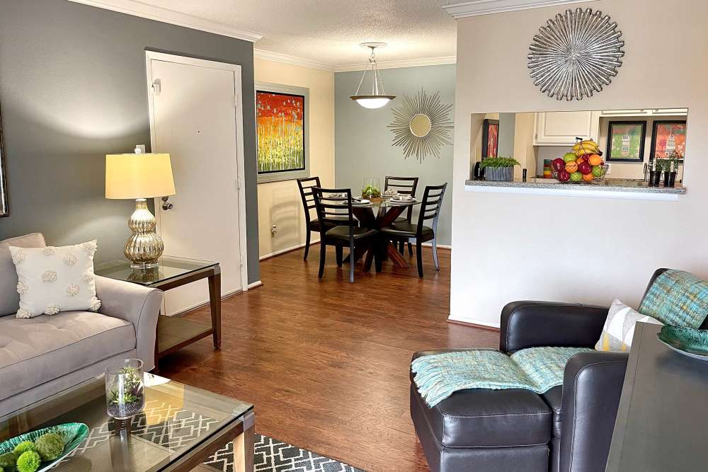 Apartment with faux wood plank flooring at The Abbey at Medical Center in San Antonio, Texas