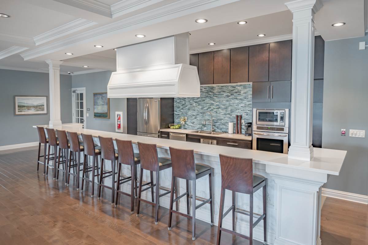 large kitchen in resident clubhouse