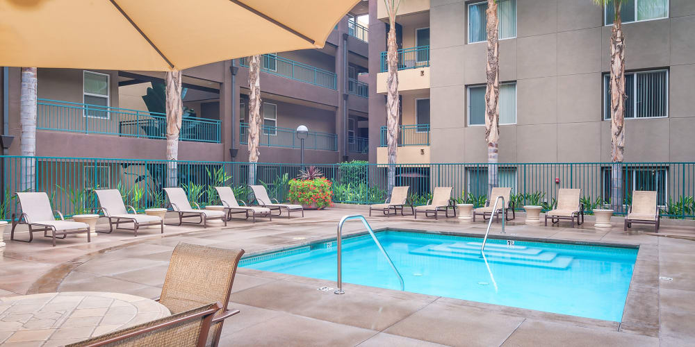 Sparkling pool at The Pointe Apartments in Brea, California