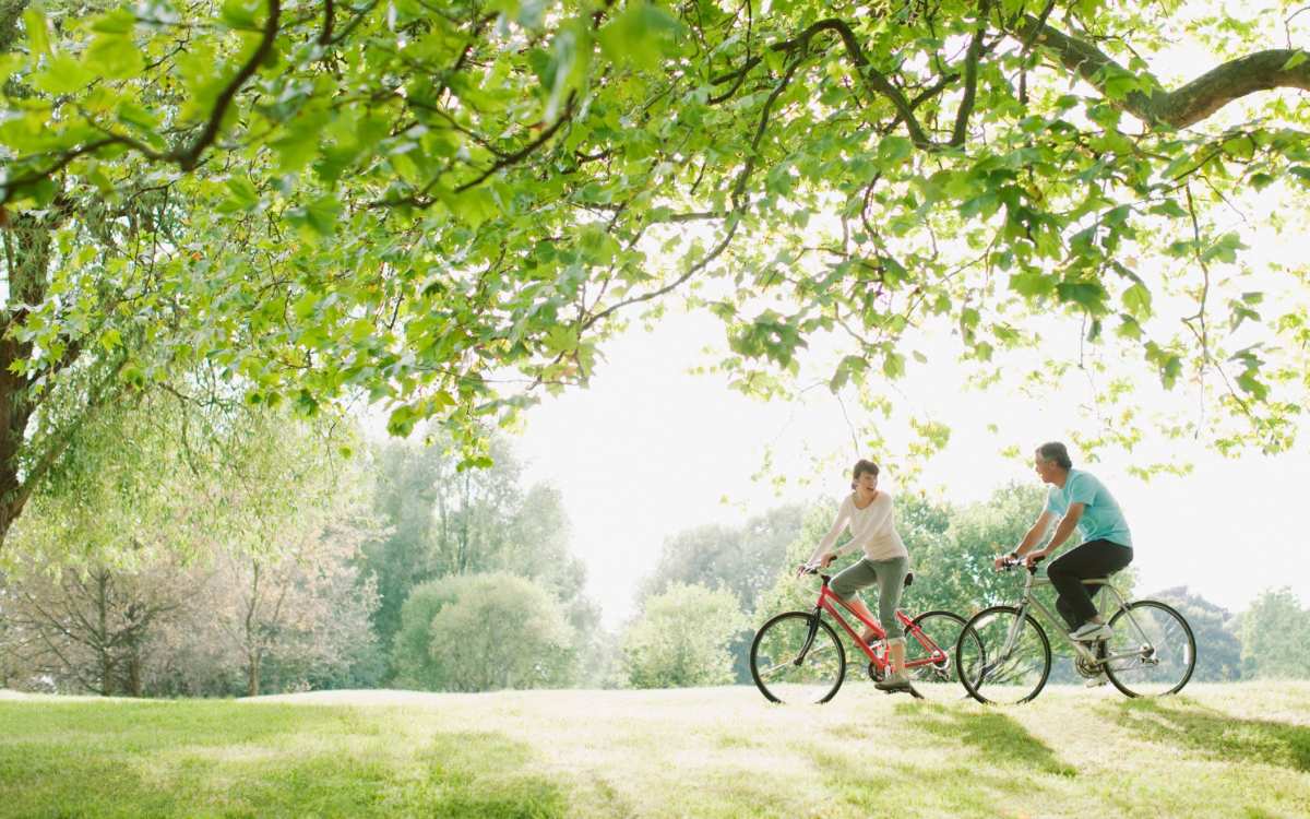 Residents commuting to work by bike at Heron Reserve in Charleston, South Carolina